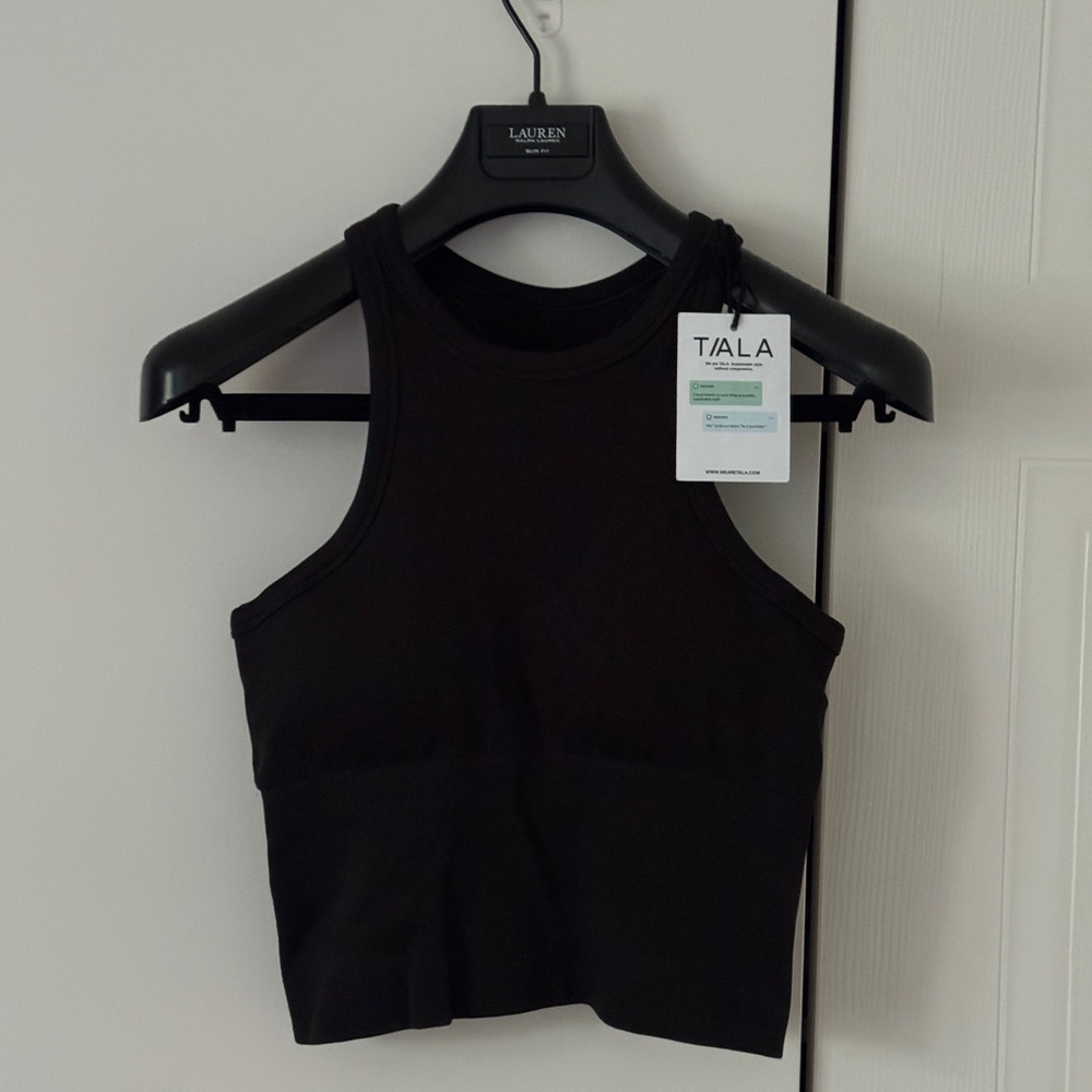 NWT SCULPT SEAMLESS RIBBED RACER TANK - BLACK MARL - MEDIUM